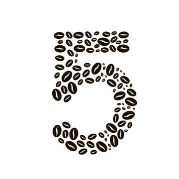 Number 5 made of coffee beans vector set Illustrazione stock