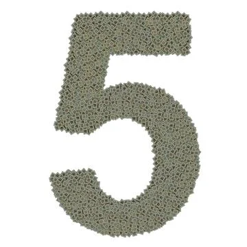 Number 5 made of old and dirty microprocessors Stock Illustration