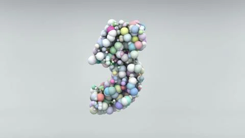 Number 5 made of plastic beads, purple bubbles, isolated on white, 3d render Stock Illustration