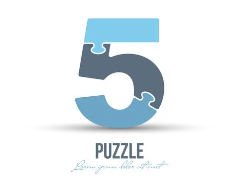 Number 5 is made up of puzzles. Vector illustration for logo, brand logo, sti Stock Illustration