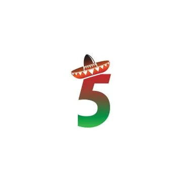 Number 5 Mexican hat concept design Stock Illustration