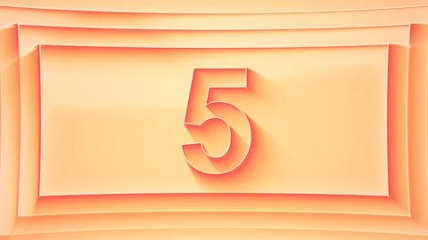 Number 5. Minimalistic embossed number with glittering lights. Stock Illustration