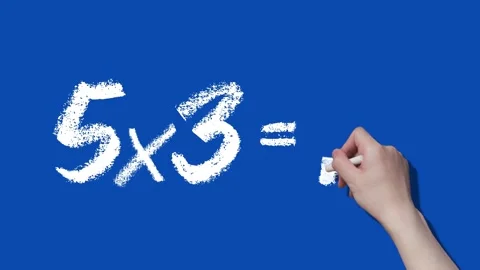 Number 5 Multiplication Table, Handwritten Animation, Blue Background Stock Footage 287846100