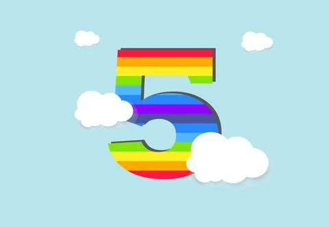 Number 5 Rainbow counting learn object design, abstract rainbow Number for .. Stock Illustration