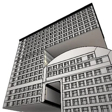 Number 5 Shaped Building 3D Model
