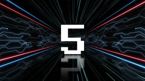 Number 5 in Tech Room Animation, Top Ten, on Alpha Channel, Loop Stock Footage 251481132