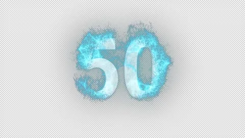 Number 50 in blue fire with alpha channe... | Stock Video | Pond5