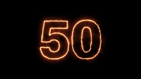 Number 50 fire Animation Stock Footage 276897951