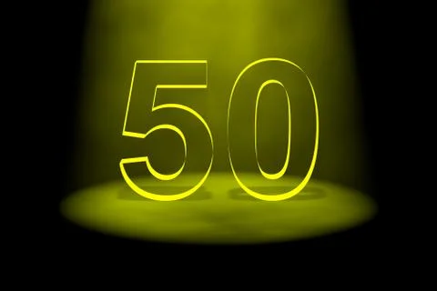 Number 50 illuminated with yellow light Stock Illustration