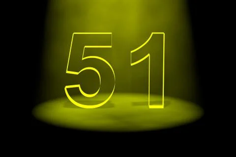 Number 51 illuminated with yellow light Stock Illustration