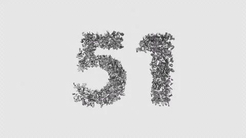 Number 51 Made Of Numbers. 3D Font Number Animation With Alpha Channel Stock Footage 302255209
