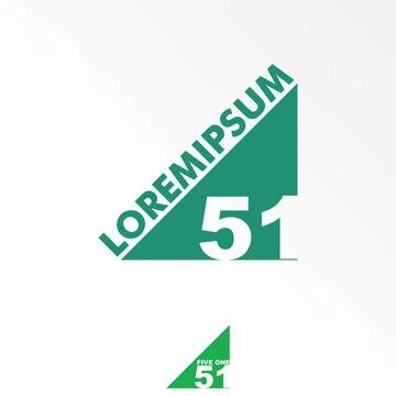 Number 51 or five one sans serif font in triangle block graphic Illustrazione stock