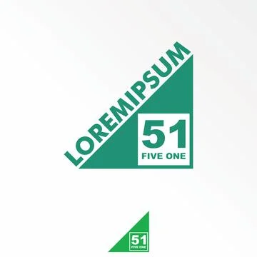 Number 51or five one sans serif font in triangle block graphic design Illustrazione stock