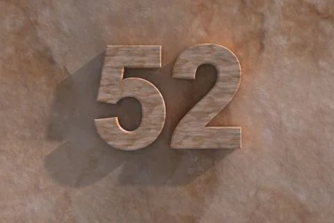 The number 52 carved from marble on marble base Stock Illustration