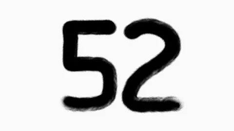 Number 52 Hand Drawn Animation With Brush Stroke Stock Footage 300873183
