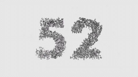 Number 52 Made Of Numbers. 3D Font Number Animation With Alpha Channel Video stock 302255233