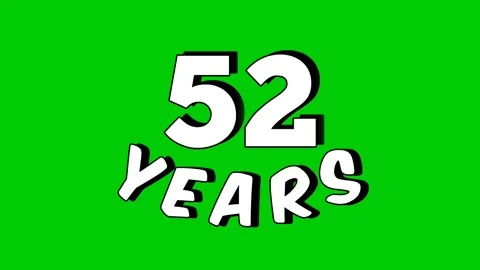 Number 52 years text animation motion graphics cartoon on green Stock Footage 308683733