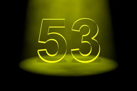 Number 53 illuminated with yellow light Stock Illustration