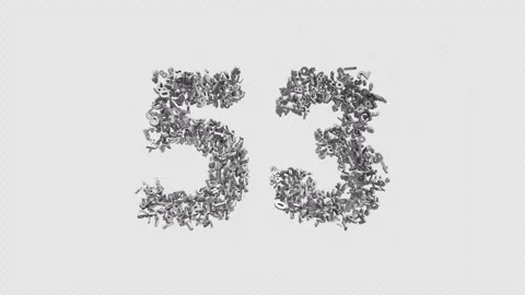Number 53 Made Of Numbers. 3D Font Number Animation With Alpha Channel Stock Footage 302255210