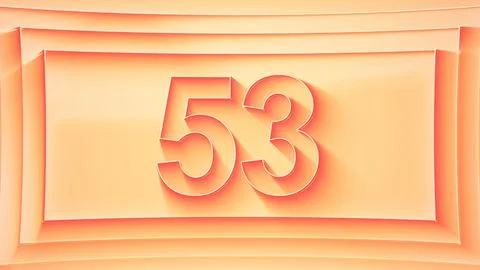 Number 53. Minimalistic embossed number with glittering lights. Stock Illustration