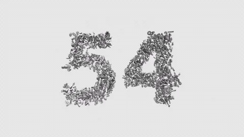 Number 54 Made Of Numbers. 3D Font Number Animation With Alpha Channel Stock Footage 302255216