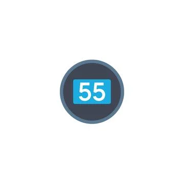 Number 55 digit in blue rectangle circular interface icon Stock Illustration