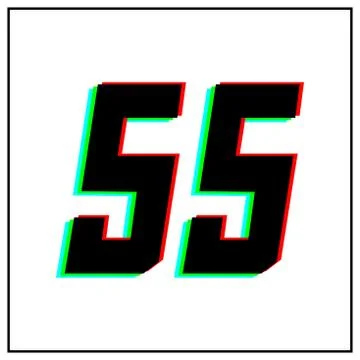 Number 55, fifty five vector desing logo.Dynamic, split-color, shadow of  num Stock Illustration