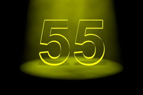 Number 55 illuminated with yellow light Stock Illustration