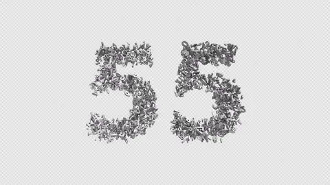 Number 55 Made Of Numbers. 3D Font Number Animation With Alpha Channel Stock Footage 302255193