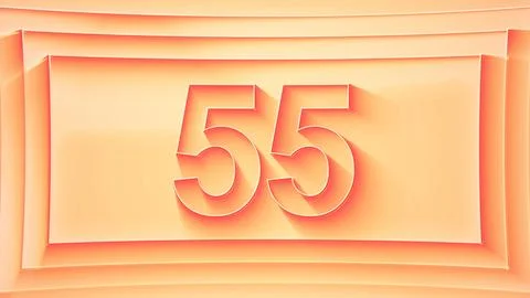 Number 55. Minimalistic embossed number with glittering lights. Stock Illustration