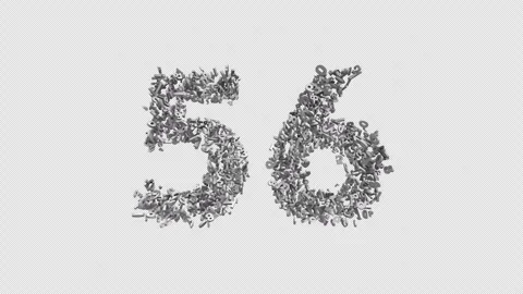 Number 56 Made Of Numbers. 3D Font Number Animation With Alpha Channel Video stock 302255544
