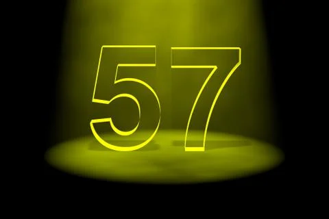 Number 57 illuminated with yellow light Stock Illustration