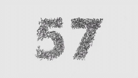 Number 57 Made Of Numbers. 3D Font Number Animation With Alpha Channel Stock Footage 302255554