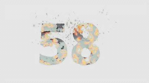 Number 58 from fire and ashes with alpha channel, fifty eight, numberology Stock Footage 268035202