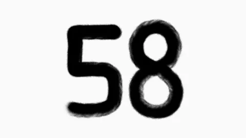 Number 58 Hand Drawn Animation With Brush Stroke Stock Footage 300873773