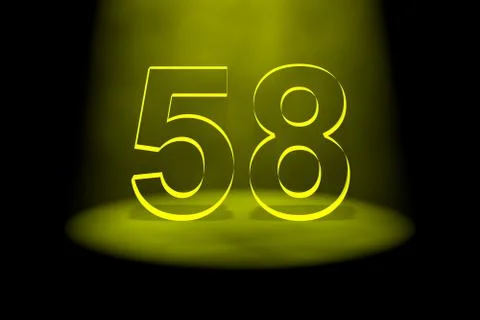 Number 58 illuminated with yellow light Stock Illustration