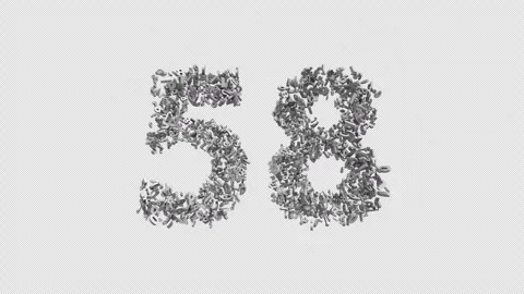 Number 58 Made Of Numbers. 3D Font Number Animation With Alpha Channel Stock Footage 302255685