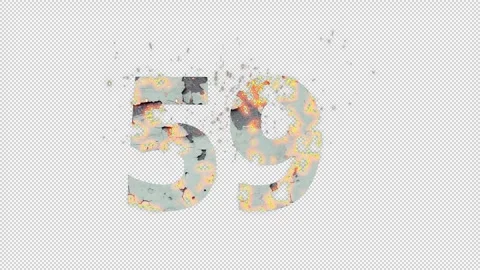 Number 59 from fire and ashes with alpha channel, fifty nine, numberology Stock Footage 268035224