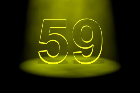 Number 59 illuminated with yellow light Stock Illustration