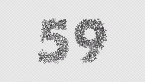 Number 59 Made Of Numbers. 3D Font Number Animation With Alpha Channel Video stock 302255682