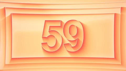 Number 59. Minimalistic embossed number with glittering lights. Stock Illustration