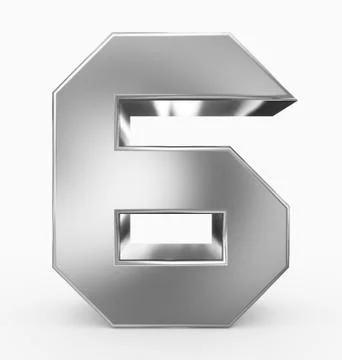 Number 6 3d cubic silver isolated on white Stock Illustration