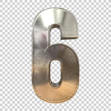 Number 6 3D Render of Old Steel Rough Material Stock Illustration