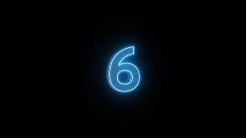 Number 6 blue neon light background video Stock Footage 123749320