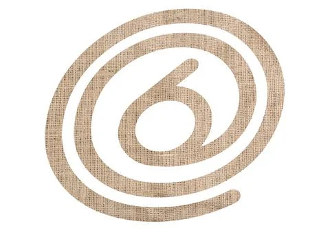 Number 6 with burlap texture on white background Stock Illustration