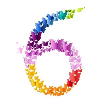 Number 6 Off Butterfly Stock Illustration