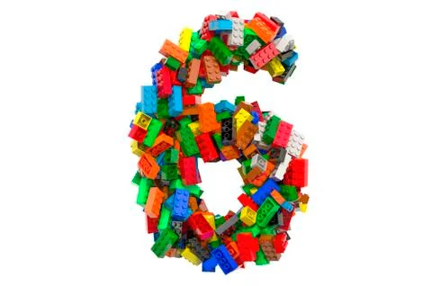 Number 6 from colored plastic building blocks, 3D rendering Ilustración de archivo