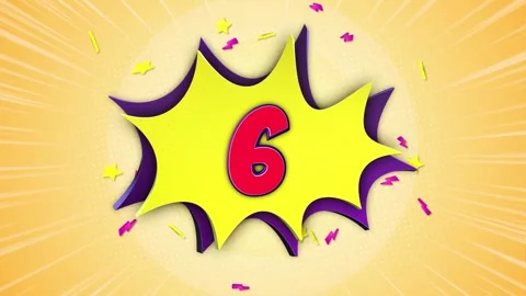 Number 6 Comic Text Animation Background on Alpha Channel, Loop 库存影片 314755388