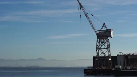 Number 6 Container Crane in Crane Cove Park Stock Footage 233902934
