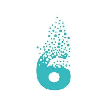 Number 6 dispersing into a cloud of bubbles. Six Stock Illustration